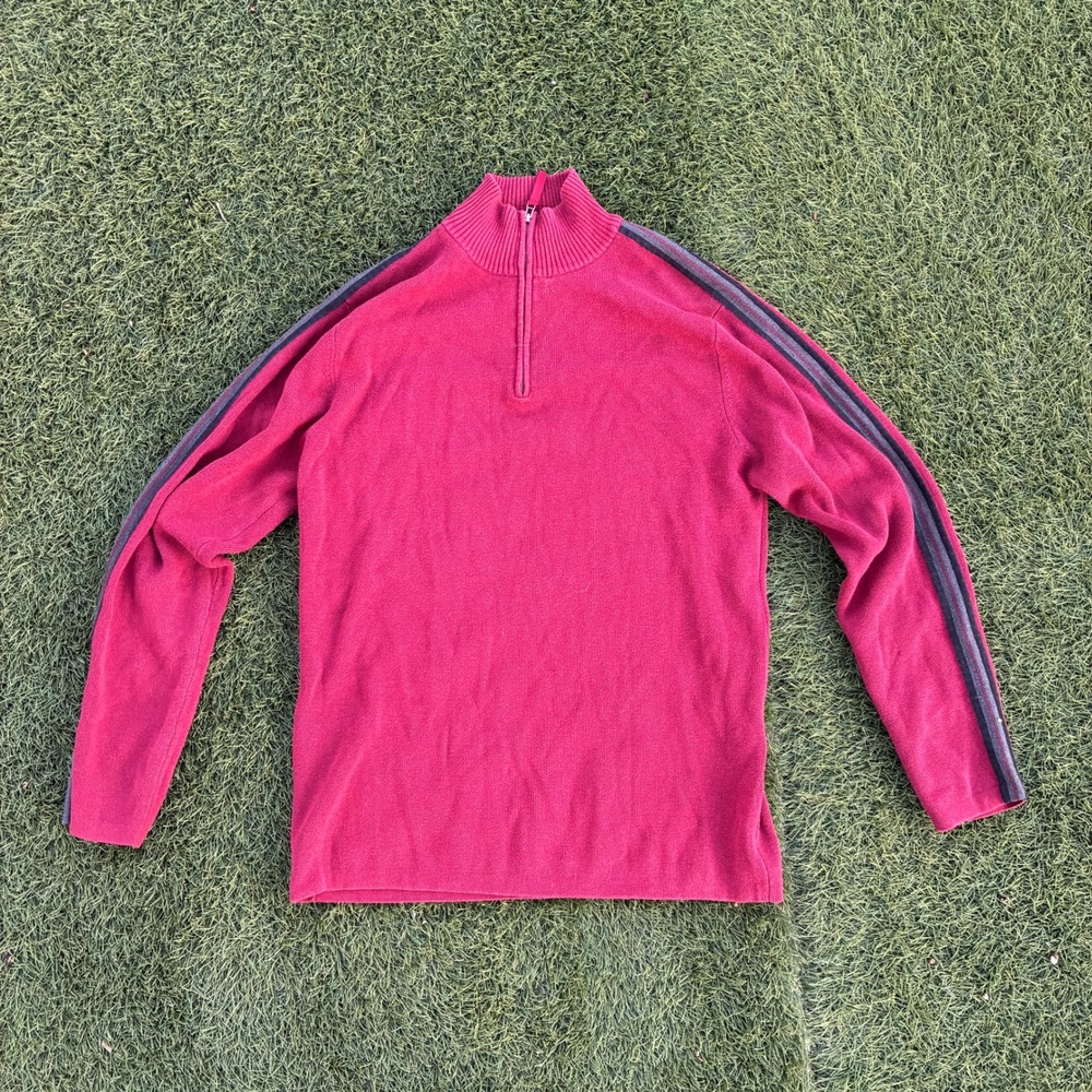 Vintage Reunion Men's Size Large Red Quarter Zip Sweater Knit Pullover